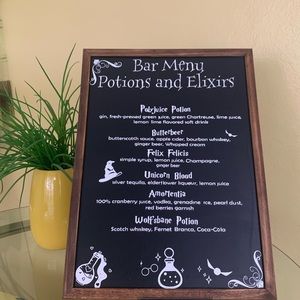 Bar Menu Harry Potter inspired